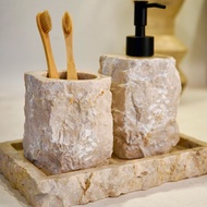 Erosion glass for marble brush holder