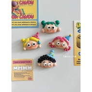 Cute Dopamine Girl Refrigerator Magnet Sticker Creative Decoration