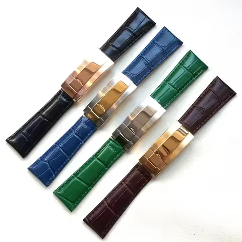 Watch Bracelet For Rolex SUBMARINER Yacht-Master DAYTONA GMT Crocodile Grain Leather Men Strap Watch