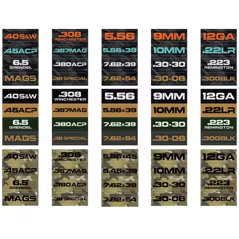 Ammo Can Vinyl Sticker Set Caliber Decal Labels for Ammo Cans 5.56 7.62x39 300BLK .45ACP 9MM .223REM