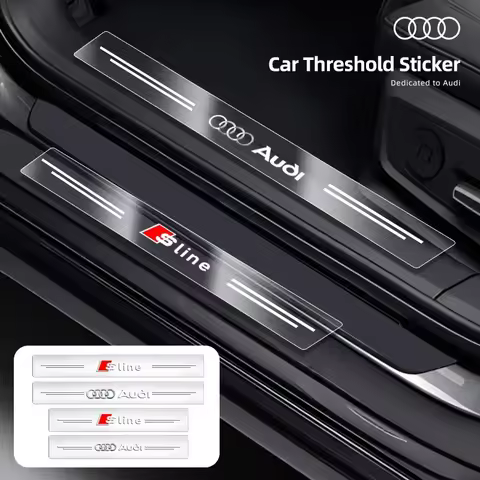 4pcs Car Door Sill Bumper Protector Transparent Stickers Car Styling For Audi A3 A4 A5 A6 A7 A8 Q2 Q