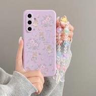 สั่งซื้อและติดตามร้านค้าเพื่อรับสายคล้องคอ, เคสโทรศัพท์ลายการ์ตูนดอกไม้กระต่ายน่ารักพร้อมสายคล้องคอ 
