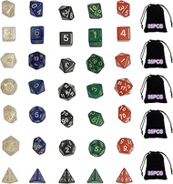 Polyhedral Dice Set (35 Pieces) with Black Pouches, 5 Complete Double-Colors Dice Sets of D4 D6 D8 D