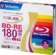 Electronics World Verbatim Mitsubishi 25Gb 2X Speed Bd-Re Blu-Ray Re-Writable Disk 5 Pack - Ink-Jet 