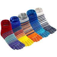 Womens Toe Socks Cotton Crew Five Finger Socks Girls Colorful Stripe Socks for Running Athletic 4/5