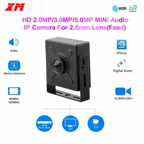 5MP 4MP 3MP POE Audio IP Camera H.265 2.8mm Mini CCTV IP Camera for POE NVR System indoor Home Secur