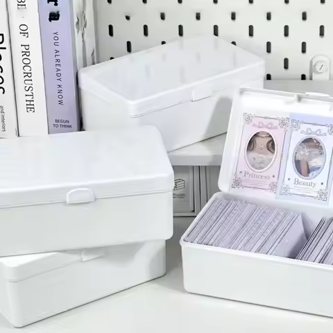 Ins White Storage Box Plastics Dustproof Photo Collect Box Flip Cover Organizer Box Card