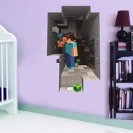 【SA wallpaper】 Hot Minecraft Pixel Steve Creeper 3D Wallpaper Stickers For Decorating Children's Bedrooms Are Popular.