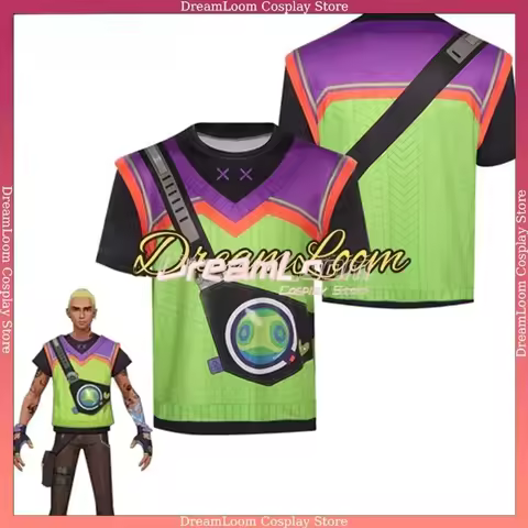 Valorant Gekko Cosplay Costume T-shirt Summer Short Sleeve Shirt for Men Casual Top Outfit Halloween