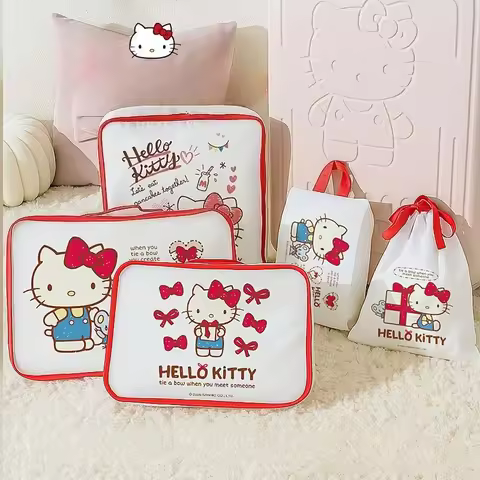 Large Capacity Hello Kitty Travel Storage Bag Luggage Clothes Sorting Organizer Set Suitcase Pouch C