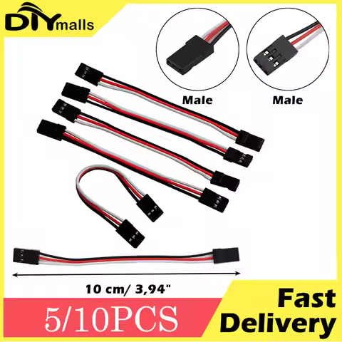 5/10Pcs Servo Extension Cable Lead Wire Male To Male JR Plug 10cm 3.93 Inch 3 Pin Cord for FUTABA RC