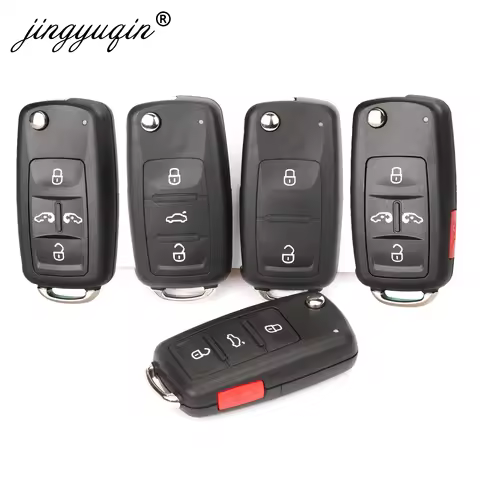 Jingyuqin 2/3/4/5 Button Folding Remote Car Key Shell Flip Fob for VW Polo Golf MK6 Tiguan Touareg 2