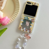 เคส Ins สวยงาม Flip5 Z Flip4 Z สำหรับ Samsung Galaxy Z Flip 4 Z Flip 3พร้อมเคสโทรศัพท์ช่องเสียบบัตร