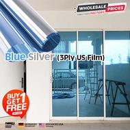 US Tinted Blue Silver Tinted Rumah #BELI 1 ROLL#PERCUMA 1 ROLL#PERCUMA ALAT PEMASANGAN 3Ply US Film