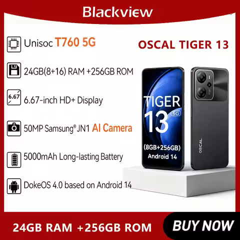 Blackview OSCAL Smartphone, 6.67'' Display, TIGER 13 T760 5G, 24GB(8+16) RAM 256GB ROM, 50MP 5000mAh