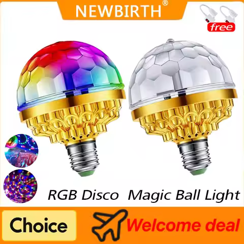 E27 Disco Light Rotating RGB Party Lamp LED Strobe Light Crystal Disco Bulb for Birthday Party Club 