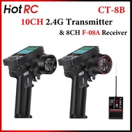 HOTRC CT-8B 10CH 2.4Ghz Color Screen Transmitter Remote Control 8CH F-08A Receiver For RC Car Boat T