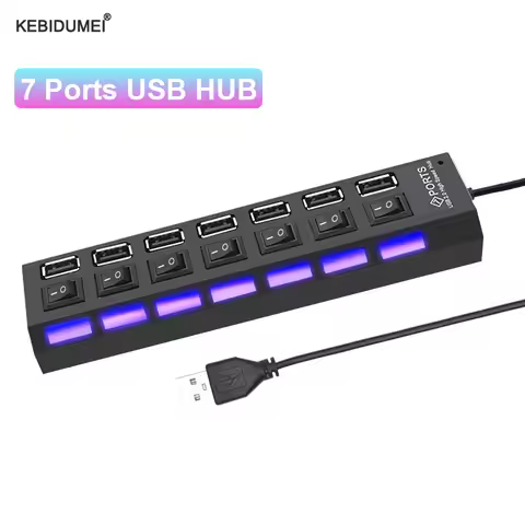 USB HUB USB Switch USB Hub 2.0 Adapter High Speed Multi 7 Ports Hub USB On/Off Switch Portable USB S