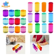 [Edstars] 8-Piece Rainbow Building Blocks Acrylic Stacking Game Cylinder Sensory Learning Toy for Ho