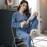 ✽☸☋2022 Autumn Plus Size Long Sleeve Cotton Kimono Pajama Sets for Women Sleepwear Suit Pyjama Homew