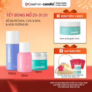 Bộ Ba Hỗ Trợ Cải Thiện Và Phục Hồi Da Candid Retinol 1.0% 30ml & Kem Dưỡng B5 Cica 50ml & BHA 100ml