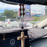 車掛萬用掛飾進口橄欖木耶穌十字架搭配黑瑪瑙8280000/41