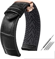 For Rolex For Ctizen For Tissot Leather Watchband Waterproof Rubber Silicone Watch Band Men 19mm20mm