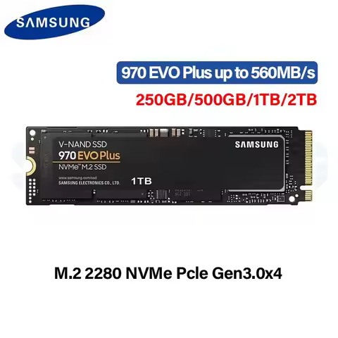 Samsung 970 EVO Plus SSD 250GB 500GB 1TB 2TB MLC NVMe Hard Drive HDD Hard Disk M.2 2280 Internal Sol