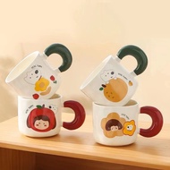 Cute ceramic cup with orange and apple capacity 380ml used as a birthday gift, coffee maker, ceramic