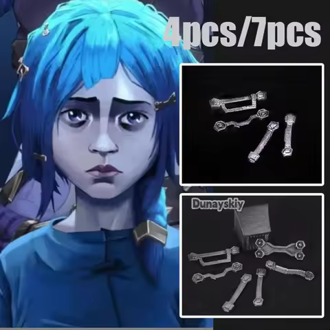Arcane Jinx Cosplay LOL Arcane Powder Hair Clips Accessories (4pcs/7pcs)Game LOL TV 2 Roleplay Headw