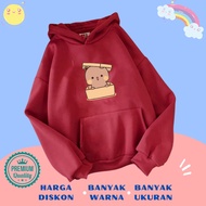 Hudi Hodie Jacket Jumper Girls Thick Fleece Material Age 1 2 3 4 5 6 7 8 9 10 11 12 Years Years Old Month Cute Cartoon Print Bear Beige Cream Color Soft Soft Original Distro Gift 1st Grade 2 3 4 5 6th Grade Champion Birthday Gift