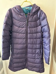 Aigle紫色修身長羽絨