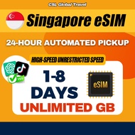 【CSL】Singapore eSIM 5G High Speed Data UNLIMITED GB Travel Singapore SIM Card | 新加坡上网卡
