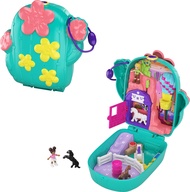 Polly Pocket Playset, Travel Toy with 2 Micro Dolls & Pet Horses, Pocket World Cactus Cowgirl Ranch 