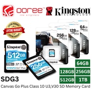 KINGSTON SDG3 / SDG4 CANVAS GO PLUS CLASS 10 SD MEMORY CARD FOR DSLRS, 4K VIDEO, CAMERA  - 64GB / 12