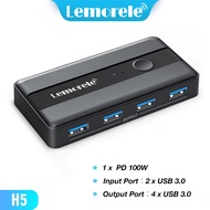 Lemorele USB 2.0 USB 3.0 Switch Selector USB KVM 2 Input 4 Output Computers Peripheral Switcher Adapter Hub for PC Print