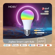 MOES 9W AC90-240V Tuya ZigBee Smart LED Light Bulb RGB E27 Dimmable APP Remote Control Alexa Google 