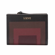 【LOEWE 羅威】x Albers 納帕小牛皮 嵌花方形 錢包 皮夾 卡夾 短夾 黑色 酒紅色