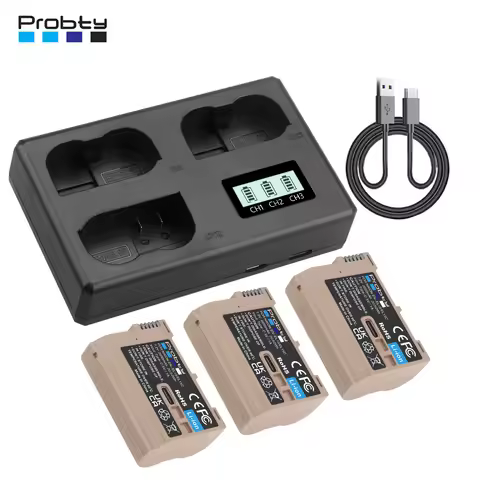 Probty EN-EL15C EN EL15B EN EL15A Battery With Type-C Input for Nikon D750 D810 D7500 D500 Z5, Z6, Z