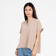 Forest Ladies Polyester Collar Plain Blouse Women Short Sleeve Blouse | Baju Perempuan - 822417