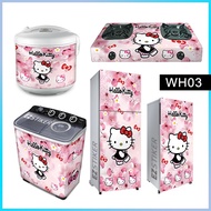 MESIN Sticker 1 &amp; 2-door Refrigerator, Stove, Washing Machine, Hello Kitty Dispenser Wallpaper WH03