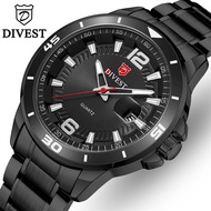 Top DIVEST Jam Tangan Quartz Pria, Arloji Asli Klasik Tampilan Tanggal