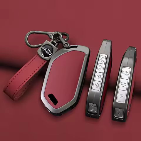 Alloy+Leather Car Key Case Cover for Kia EV9 Picanto Sorento MQ4 Carnival KA4 Morning K5 Carens 2024