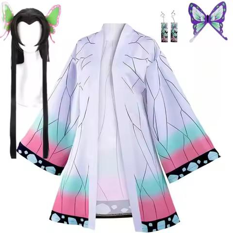 Demon Kochou Anime Shinobu Cosplay Costume Kanae Butterfly Clip wig Adult Kids Shinobu Kanae Anime D