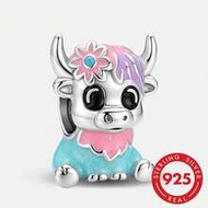 1pc 925 Sterling Silver Dreamlike Plateau Ox Charm Beads, Suitable For Women Bracelet/Bangle DIY Jew