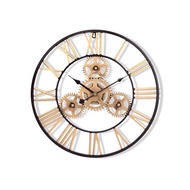 鐵製設計時鐘 雙色黑針齒輪50cm 台製機芯 羅馬數字 鐵藝鐘 簡約
