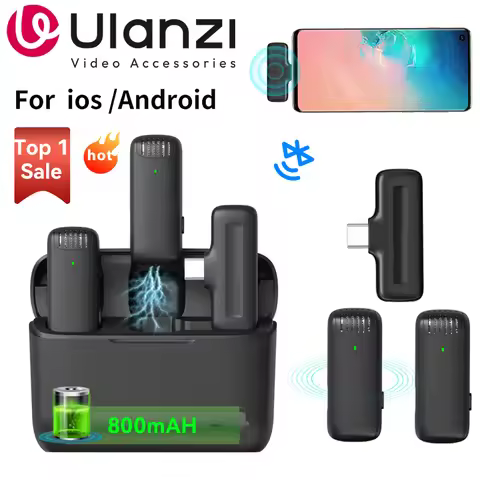 Ulanzi J12 Wireless Lavalier Microphone Audio Video Recording Mini Mic Plug Play For Smartphone Andr