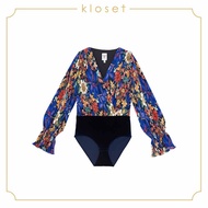 KLOSET Iris Floral Bodysuit (AW19-P017) บอดี้สูทพลีท ผ้าพิมพ์ลายดอกไม้