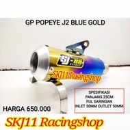 Slincer Silincer Knalpot Racing SJ88 GP POPEYE J2 Blue Gold 25 cm