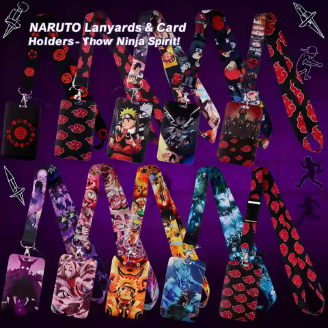Japanese Anime Red Clouds Business Credit Card Holder Kakashi Lanyard Keychain Fashion Work ID Phone